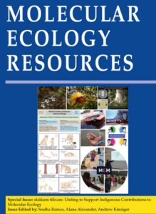 Image of Molecular Ecology Resources special issue cover. Blue background White text. With a complex image in the middle bottoom.